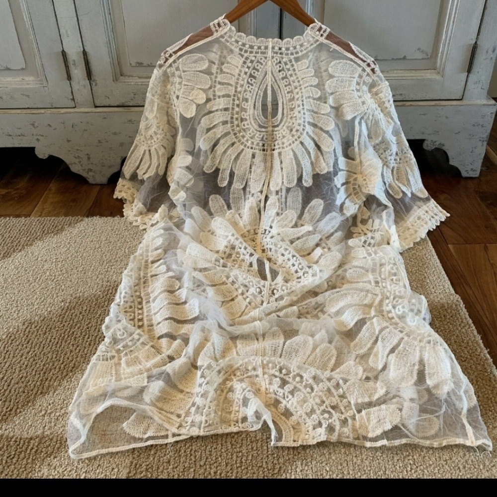 Eyelet Lace  Duster Jacket cream - Picture 4 of 6